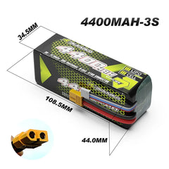 Rlaarlo 11.1V 4400mah 3S Lipo Battery XT60 Plug