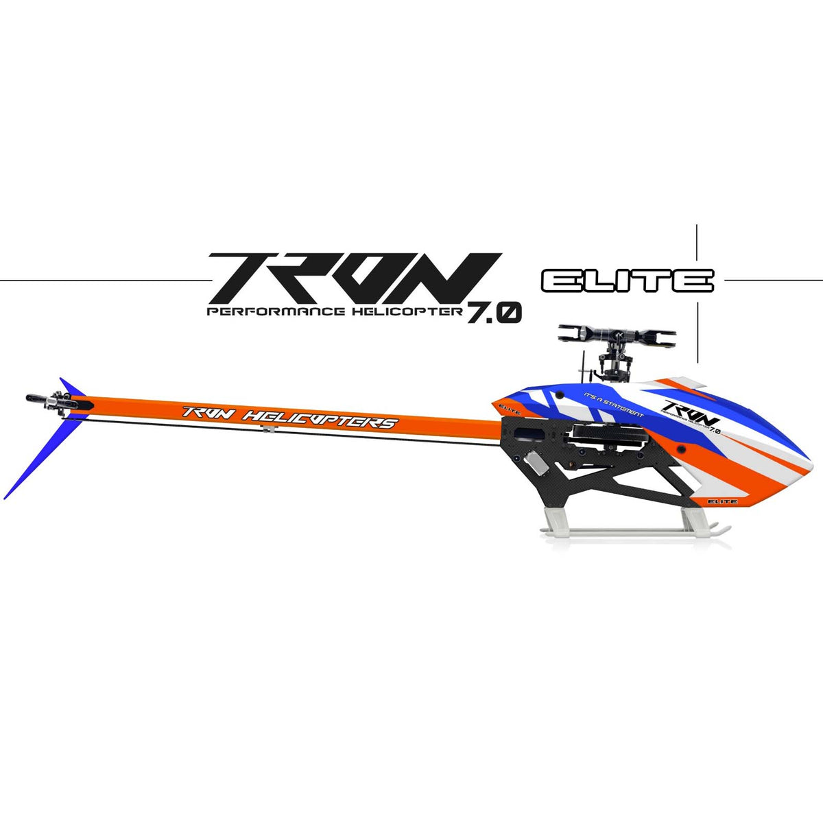 Tron 7.0 ELITE Helicopter Kit (w/o Blades) - White Shockblue