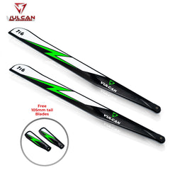 VULCAN ROTORS Precision Main Rotor Blades 716mm EVO VP (GREEN) Free Gift 105mm Tail Blades