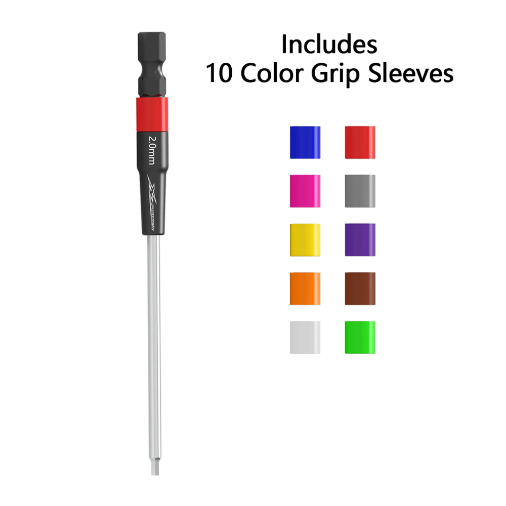 XLPower Quick-Hex Tip 2.0mm — Precision Hex Driver Bit (10 Color Sleeves Included)