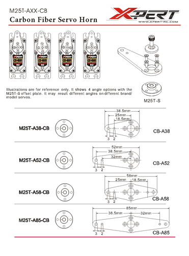 Xpert M25T Carbon Fiber Servo Horn (52mm) - HeliDirect