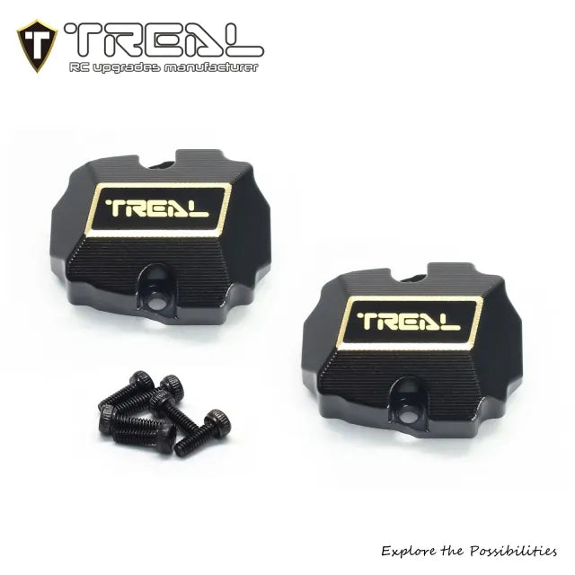 TREAL Brass Diff Cover Heavy Weight 13g/pc Front and Rear Axle Differential Covers (2P) for Redcat Racing 1/18 Ascent 18 - HeliDirect