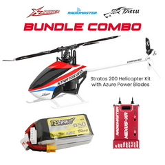 XLPower Stratos 200 Helicopter Kit With Azure Blades Combo RadioMaster Nexus-XR (Red) & Tattu 650mAh 4s 14.8V 95C Lipo Battery