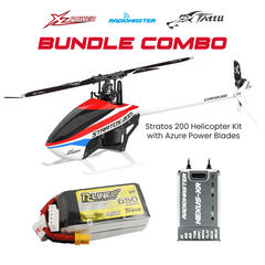 XLPower Stratos 200 Helicopter Kit With Azure Blades Combo RadioMaster Nexus-XR (Grey) & Tattu 650mAh 4s 14.8V 95C Lipo Battery