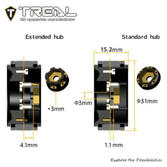 TREAL 1.0 Beadlock Wheels Brass Crawler Wheel Rims Weight (4P) Hubs Removable for SCX24 AX24 FCX24 TRX4M 1/24 1/18 RC Crawler, 50g/pc (Type C) - HeliDirect