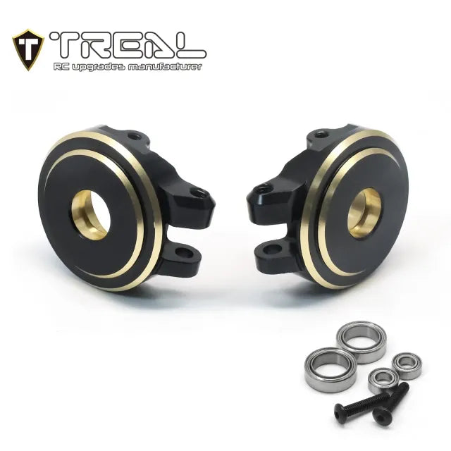 TREAL Brass Front Steering Knuckles Set 18.6g/pc (2P) L&R Heavy Weight Upgrades for 1/18 TRX4M Defender Bronco - HeliDirect