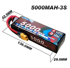 Rlaarlo 11.1V 5000mah 3S Lipo Battery XT60 Plug