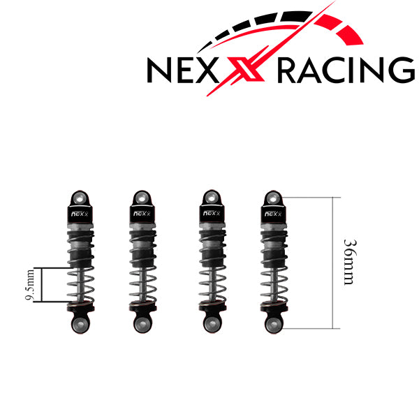 Nexx Racing Oil Shock (4 pcs) for 1/24 SCX24 - BLACK - HeliDirect