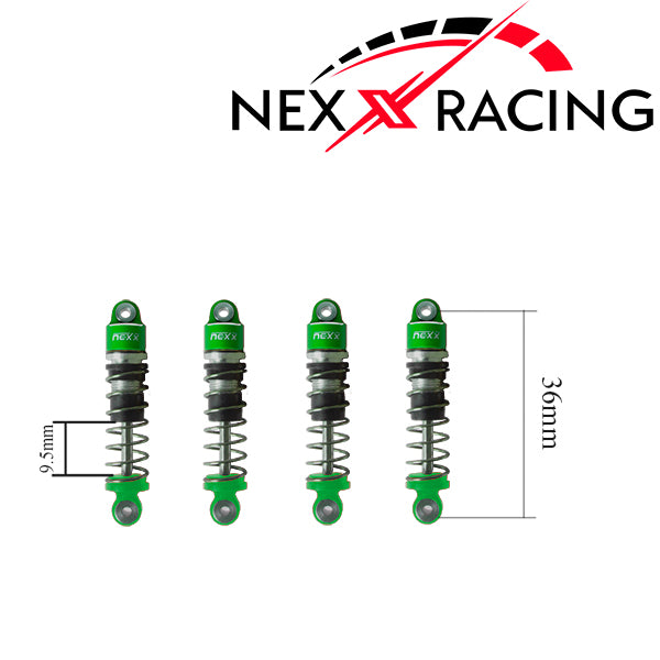 Nexx Racing Oil Shock (4 pcs) for 1/24 SCX24 - GREEN - HeliDirect