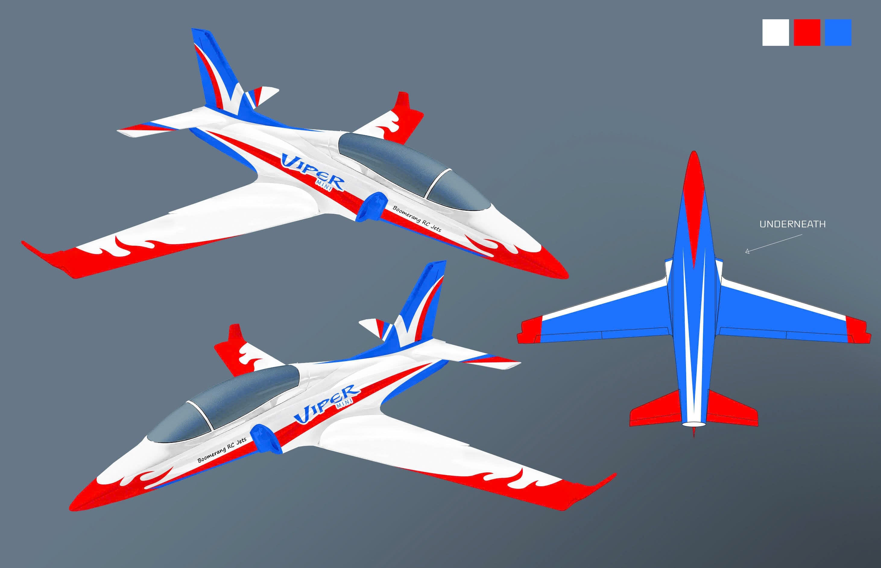 Boomerang RC Jets Mini Viper - RED, WHITE and BLUE - Boomerang RC Jets