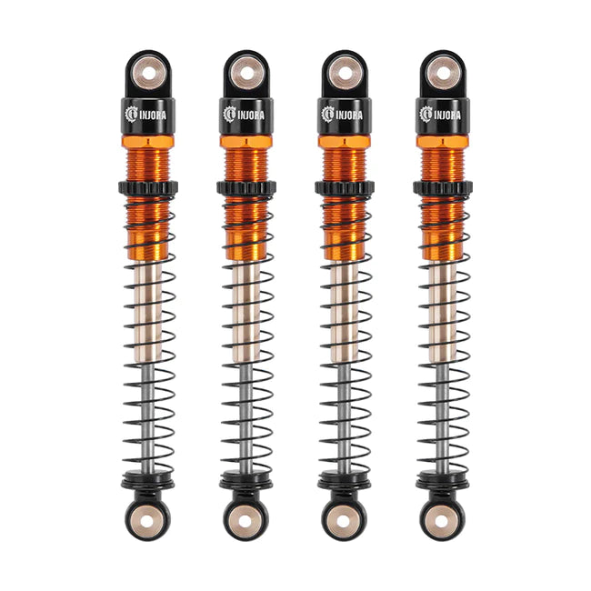 INJORA 51mm Aluminum Long Travel Threaded Double Barrel Shocks for Axial AX24 SCX24 (4pcs) - ORANGE - HeliDirect