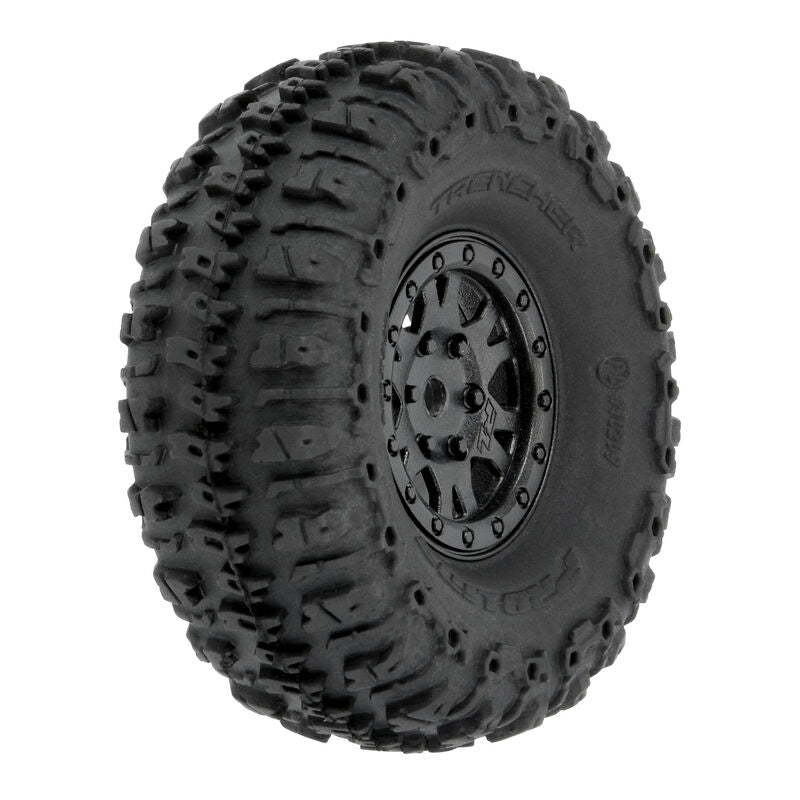 Pro-Line 1/24 Trencher F/R 1.0" Tires Mounted 7mm Black Impulse (4): SCX24 - HeliDirect