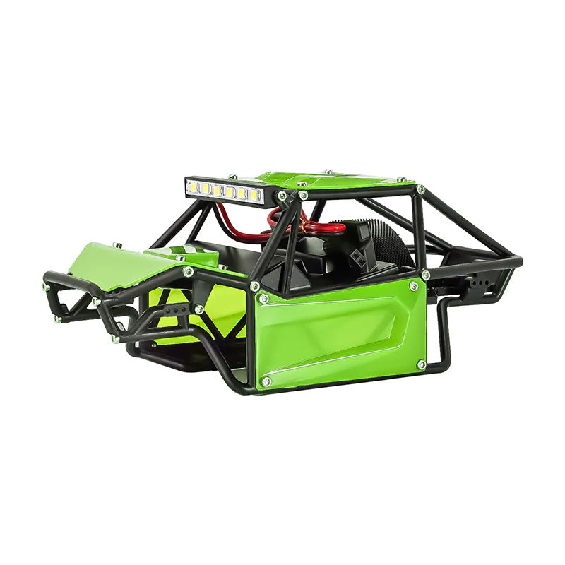 INJORA Nylon Rock Buggy Roll Cage Body Shell Chassis Kit For 1/24 SCX24 Chevrolet Jeep Wrangler Bronco - Green - HeliDirect