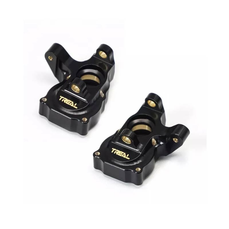 Treal SCX24 Brass Inner Portal Covers Front Steering Knuckles For Portal Axles (Black) - HeliDirect