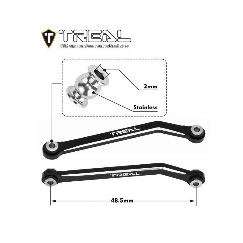TREAL High Clearance Links - Alu 7075 Chassis Lower Linkages For 1/24 FMS FCX24 (Purple) - HeliDirect