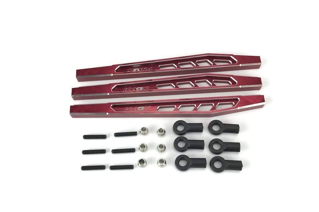 CKD0370 KAOS CNC Rear Upper & Lower Suspension Links (117mm, CNC Aluminum, Red Anodized) 3 pcs F450 DL-Series - HeliDirect