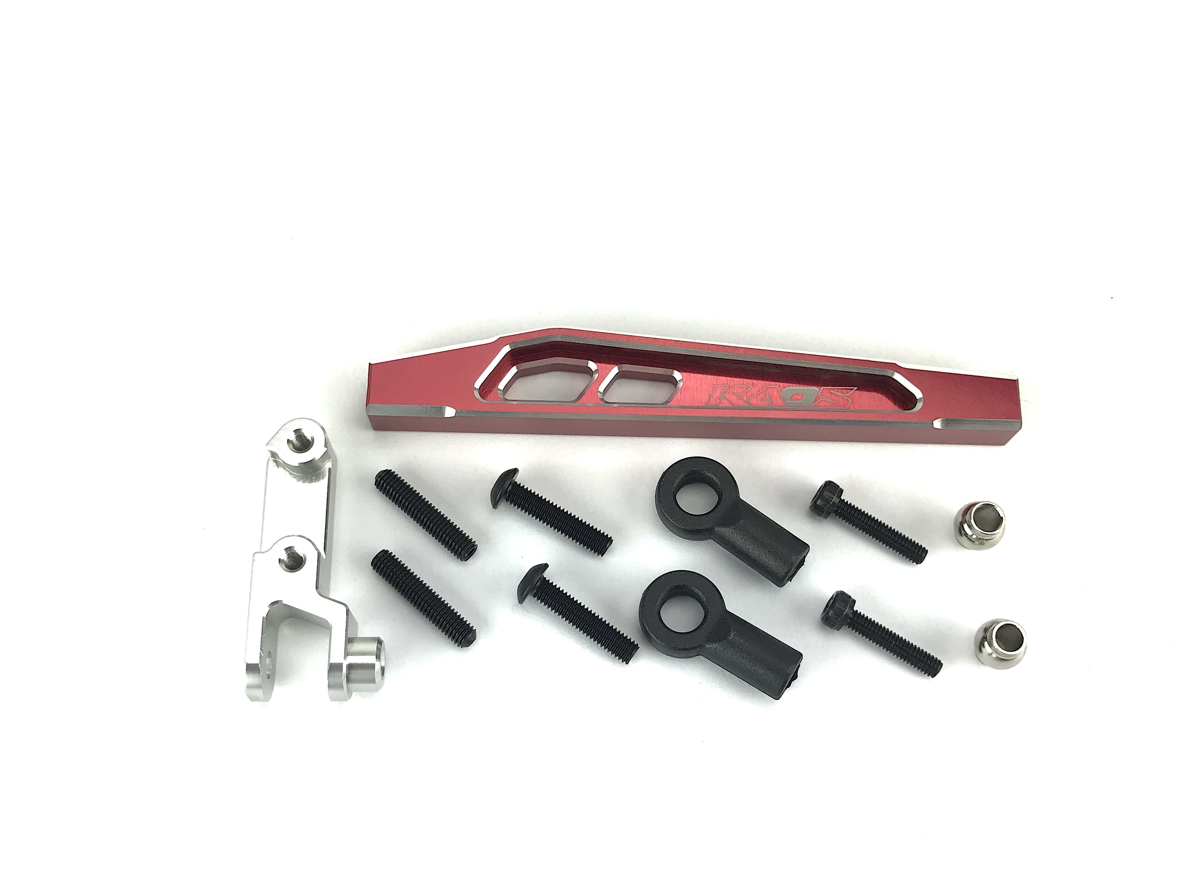 CKD0378 KAOS Front 4th Link Suspension Link Set (Upper left, 69mm, CNC Aluminum. Link Mount, Red Anodized) F450 DL-Series - HeliDirect