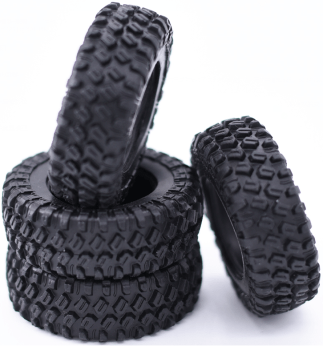 Hobby Details 1.0inch C STYLE Micro Tires 4pcs Set for Axial SCX24 OD:49mm ID:26mm Thickness:18mm - HeliDirect