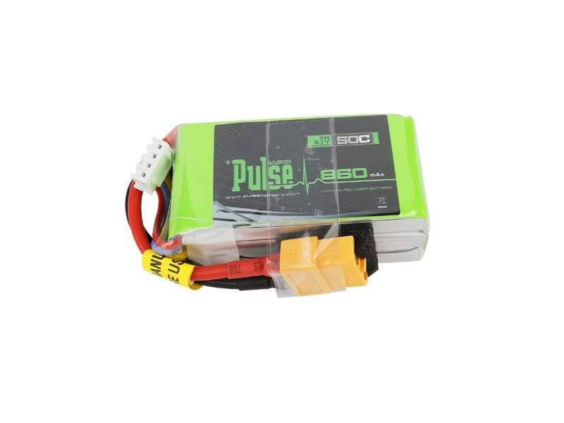 Pulse 860mAh 50C 11.1V 3S Lipo Battery - XT60 Connector - HeliDirect