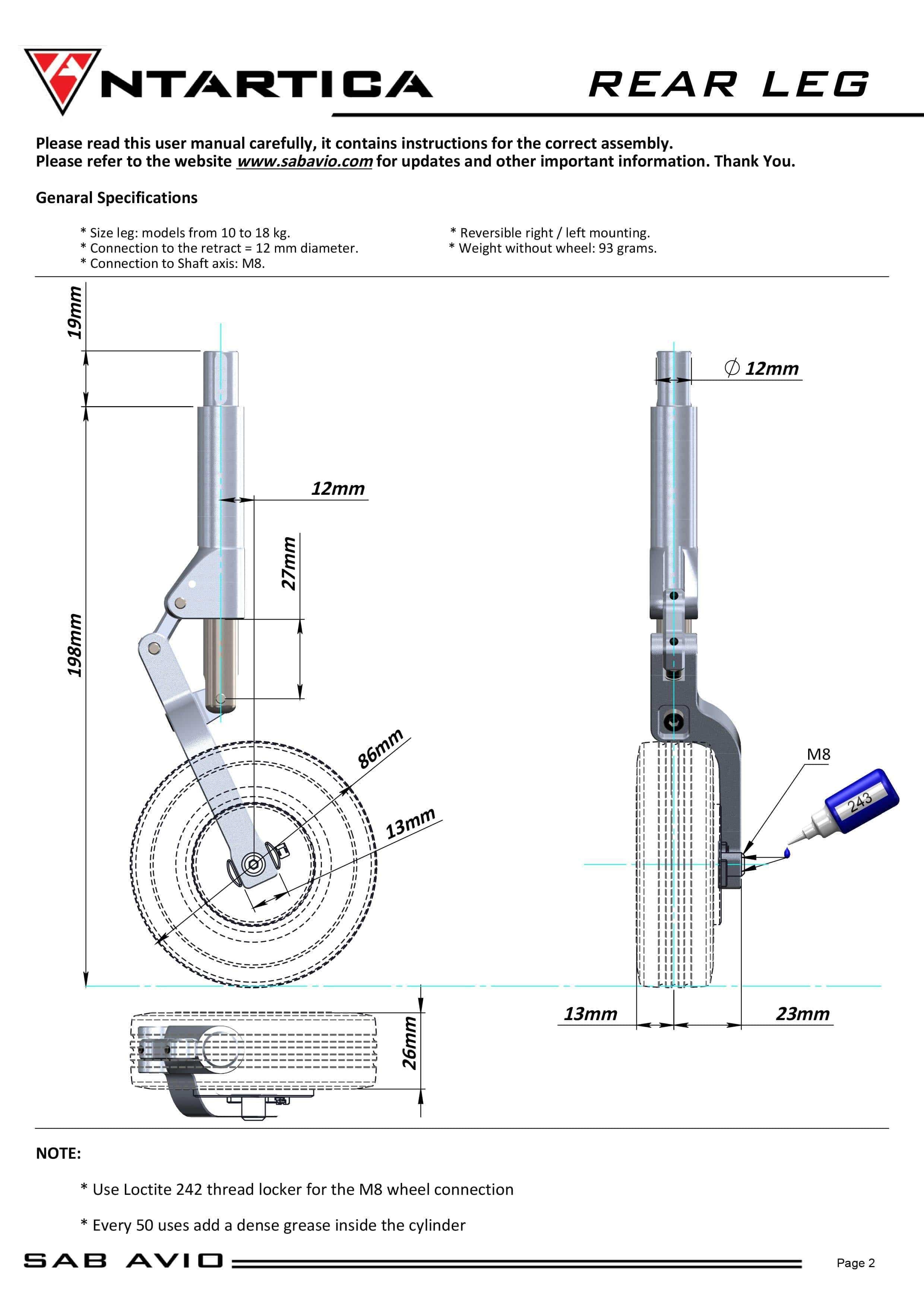 SAB Avio Landing Gear Legs (3 Legs) - HeliDirect
