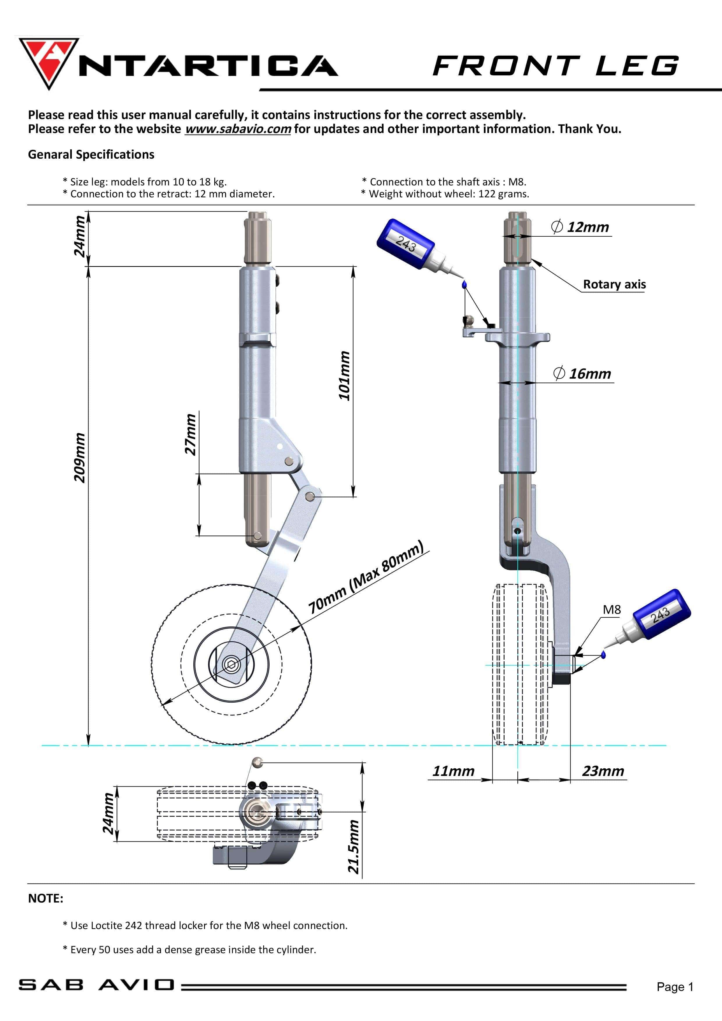 SAB Avio Landing Gear Legs (3 Legs) - HeliDirect